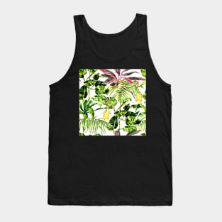 Seamless tropical flower, plant and leaf pattern background Tank Top